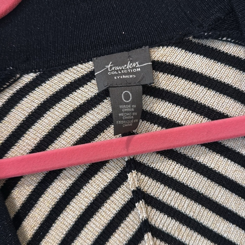 Chicos tan/black metallic open front cardigan, size 1 - Picture 4 of 9